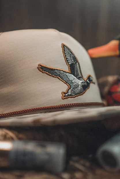 mucker bucket - camo duck bucket hat closeup