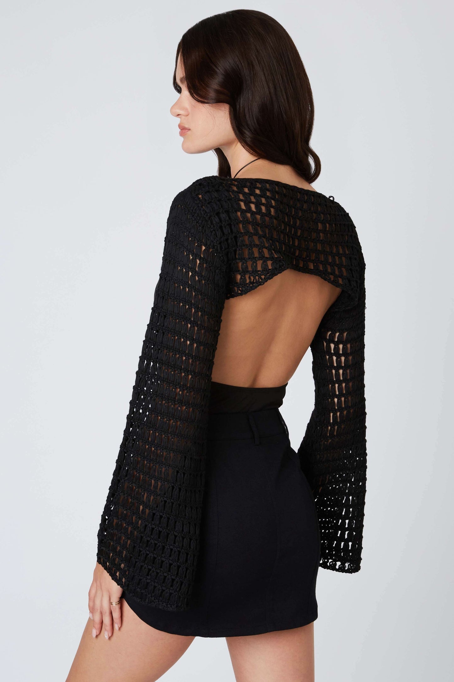 Savannah Black Crochet Shrug