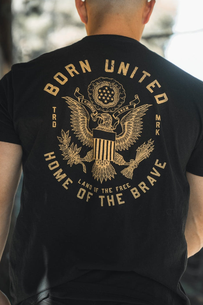 born united - unisex e pluribus unum t-shirt on model