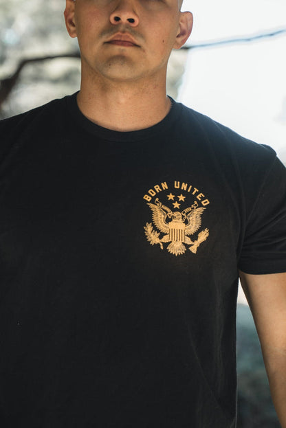born united - e pluribus unum t-shirt front on model