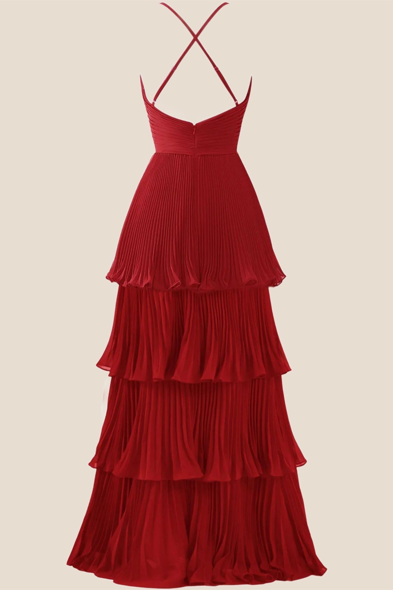 Emerald Green Pleated Empire Tiered A-line Party Dress