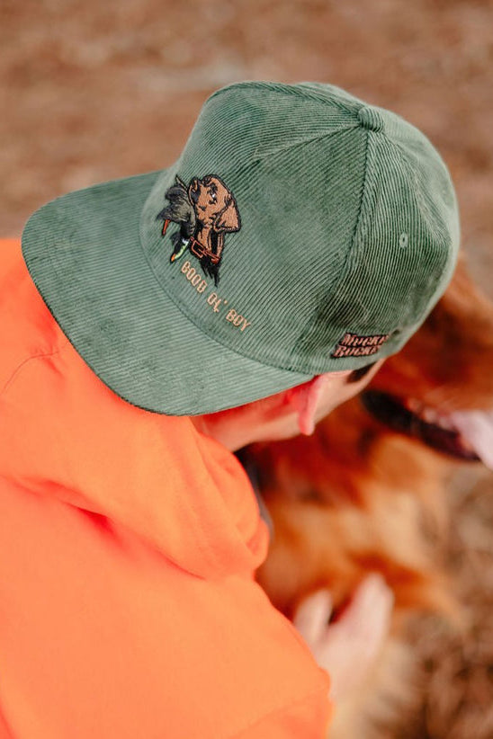 mucker bucket - good ol' boy embroidered dog corduroy hat on model