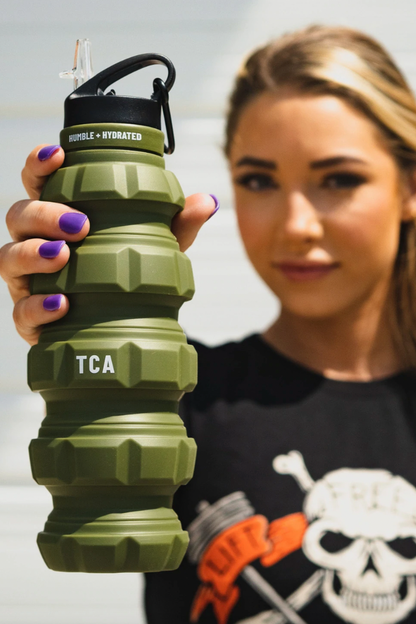 tango charlie - humble and hydrated water extendable bottle army green