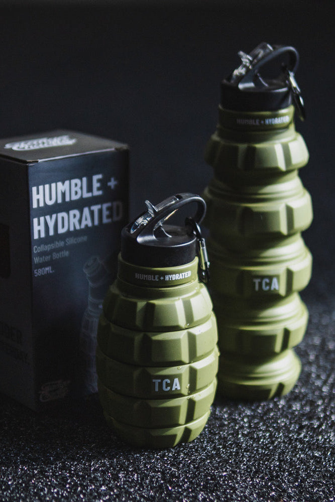 tango charlie - humble and hydrated water bottle grenade army green