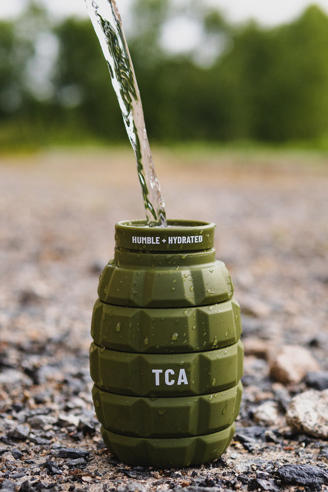 tango charlie - humble and hydrated water bottle grenade military green