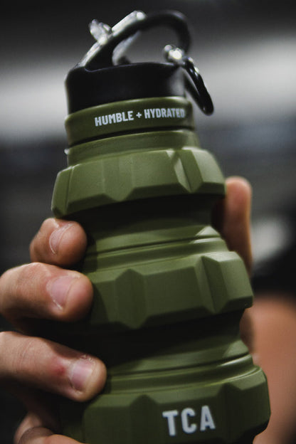 tango charlie - humble and hydrated water bottle carabiner army green