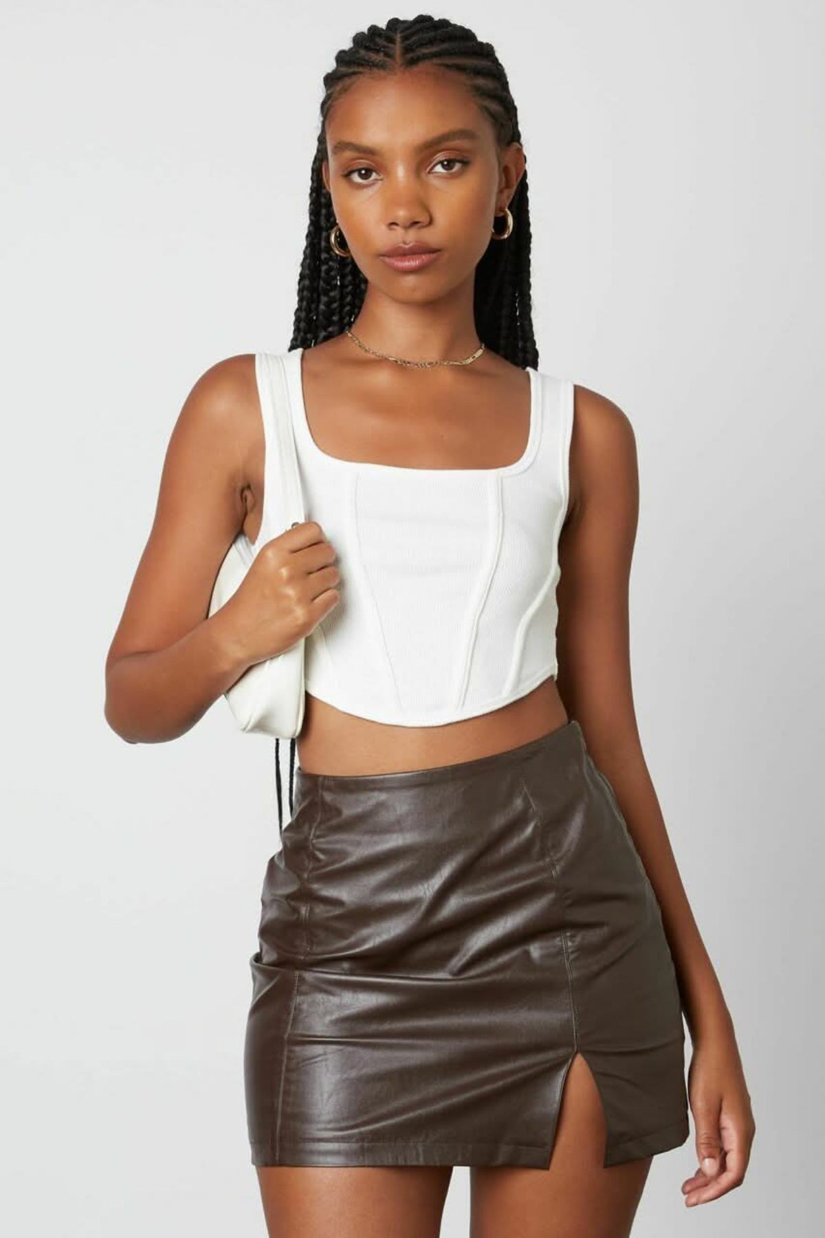 You're the Reason Espresso Vegan Leather Mini Skirt
