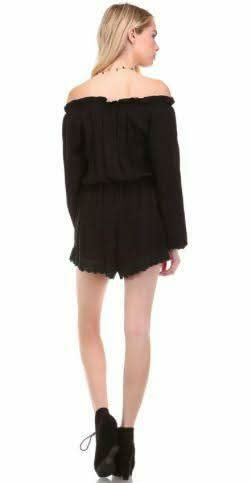 Remember Me Off-the-Shoulder Crochet Romper