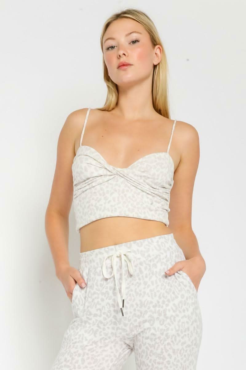 You've Gone Wild Light Grey Leopard Print Cropped Tank