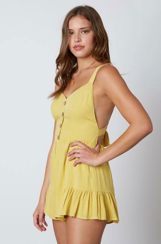 Sweetest Thing Yellow Tie-Back Romper