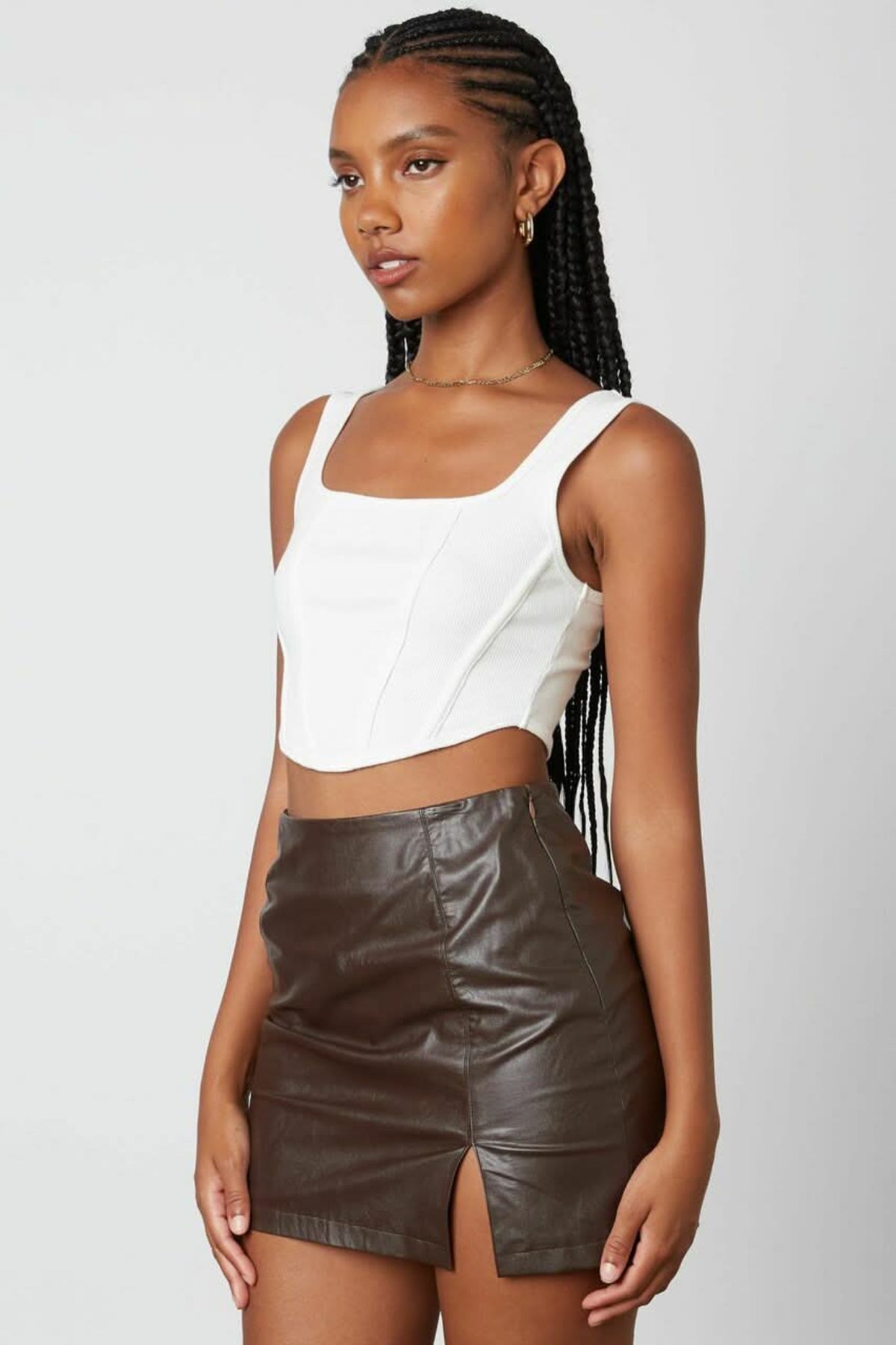 You're the Reason Espresso Vegan Leather Mini Skirt