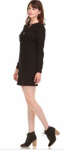 Good Vibes Black Lace Up Dress