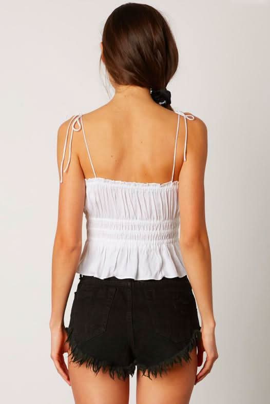 Take Me To Paradise White Ruffle Crop Top
