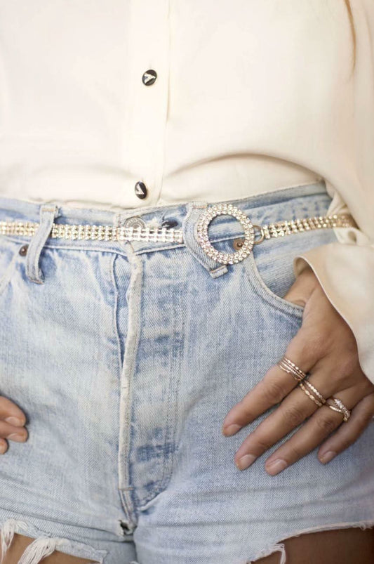 Shining Bright Crystal & Gold Circle Belt