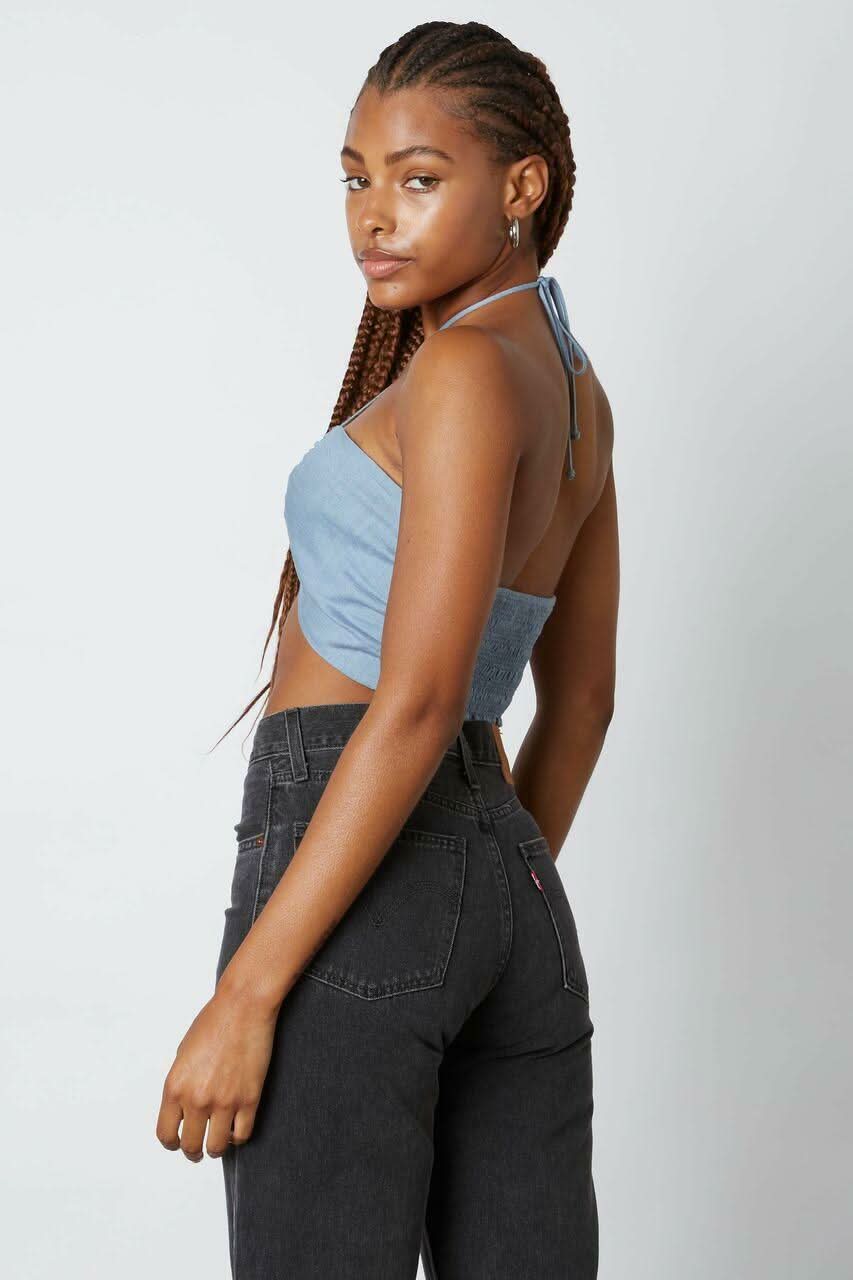 Summer Love Slate Blue Halter Crop Top