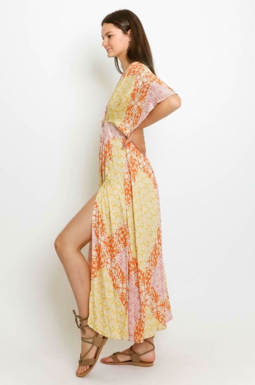 Sevi Yellow Multi Floral Print Maxi Dress