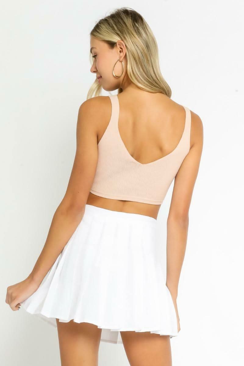 Tina Solid Rib Blush  Cropped Top