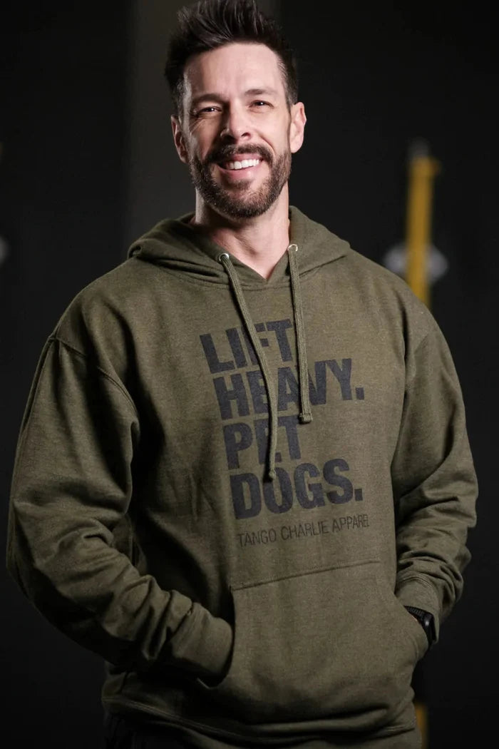 tango charlie - lift heavy pet dogs green hoodie