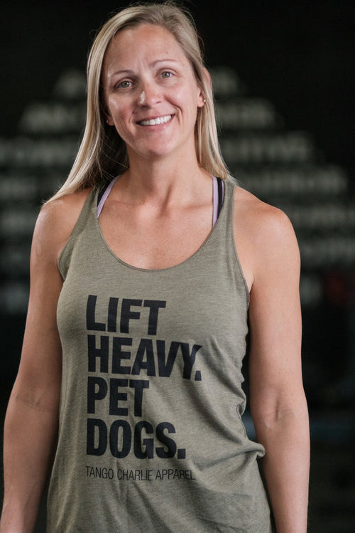 tango charlie - lift heavy pet dogs women's workout athletic tank