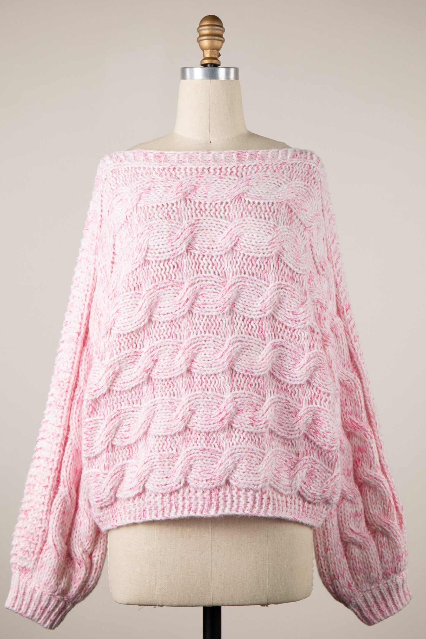 Willow Light Pink Oversized Cable Knit Sweater