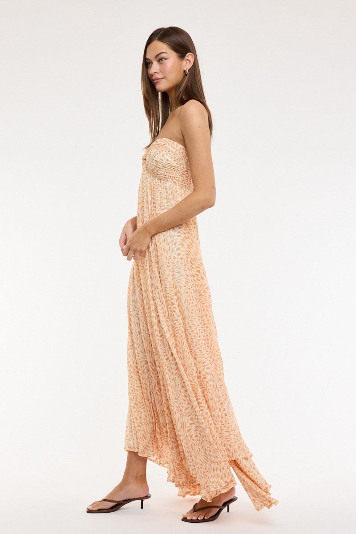 Willow Orange Print Strapless Maxi Dress