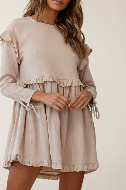 Marion Long Sleeve Shift Dress Mocha