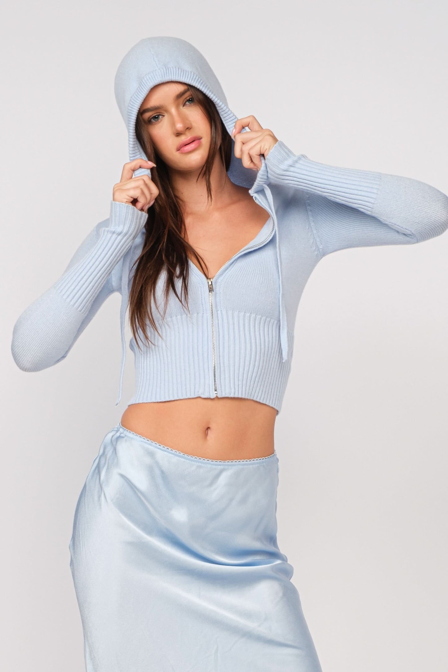 Reagan Blue Knit Crop Top