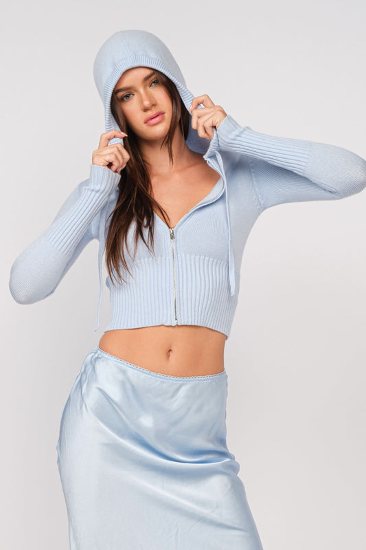 Reagan Blue Knit Crop Top