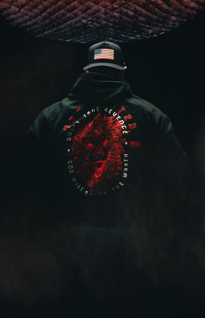 born united - revenge hoodie back on model