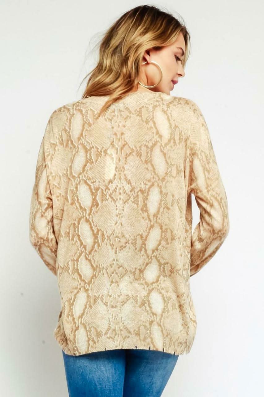 Wild Side Khaki Snake Print Sweater