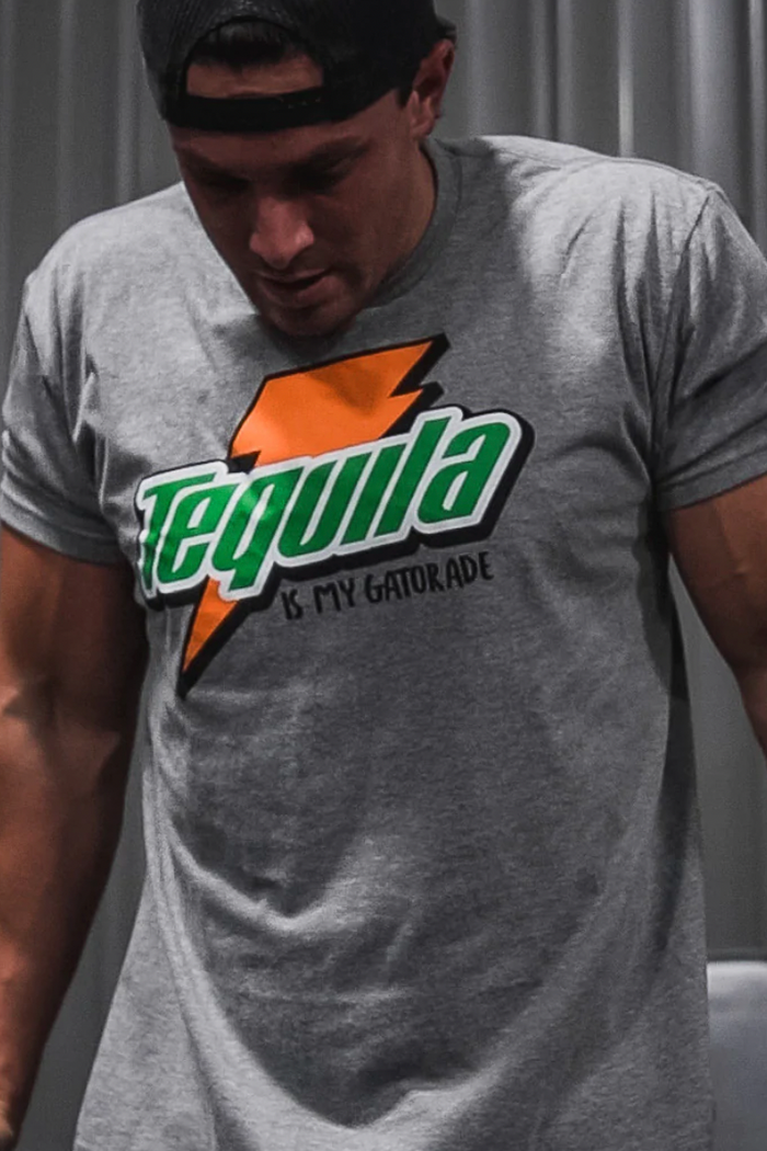 tango charlie - tequila is my gatorade t-shirt on model