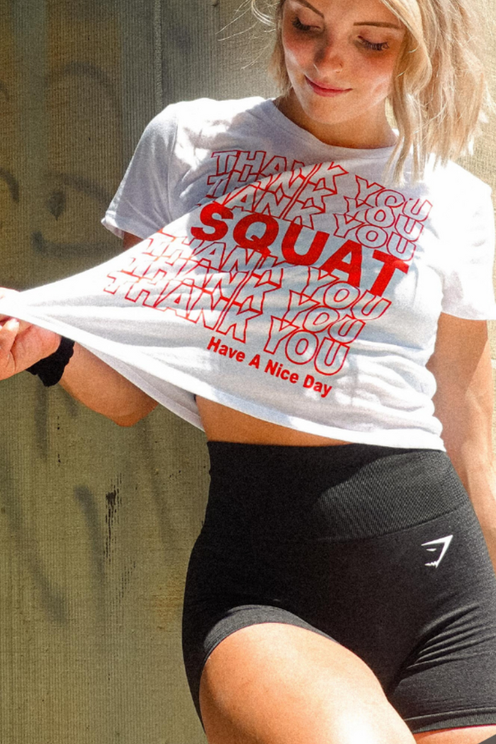 tango charlie - thank you i squat cropped t-shirt